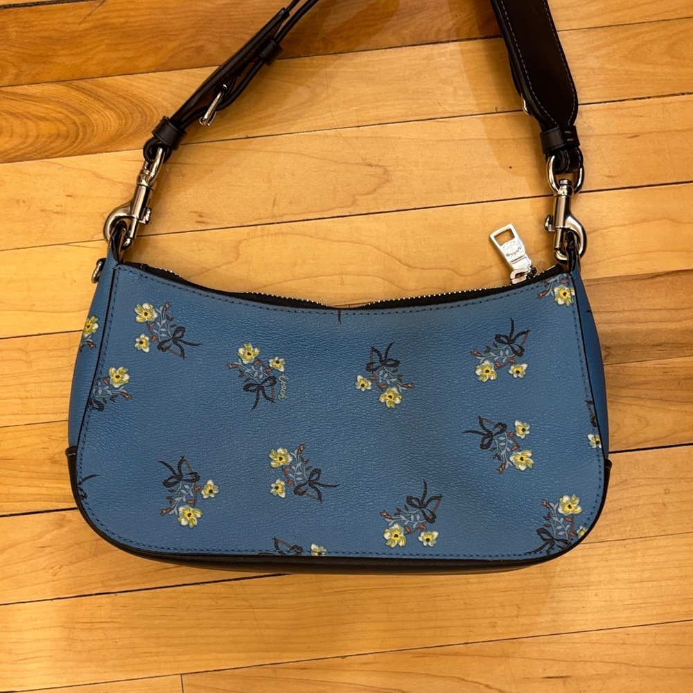 Coach Teal and Yellow Floral Crossbody Bag - Picture 4 of 10